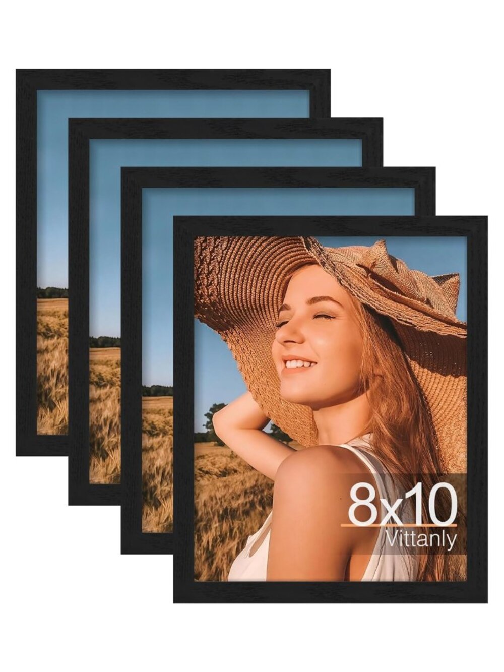Picture Frames Set of 4 8x10 Engineered Wood for Wall or Tabletop Display
